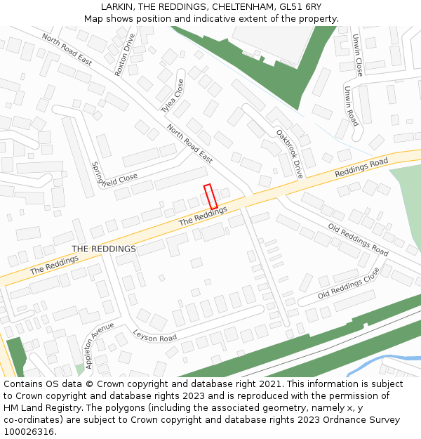 LARKIN, THE REDDINGS, CHELTENHAM, GL51 6RY: Location map and indicative extent of plot