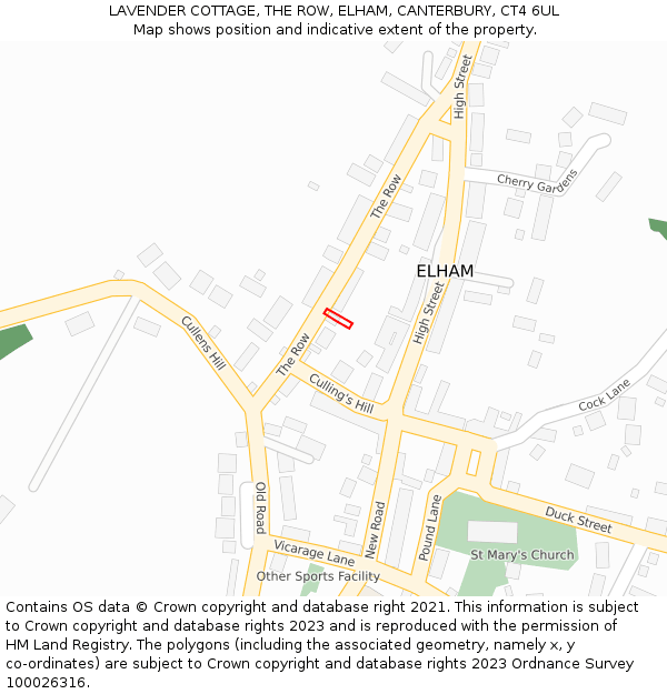 LAVENDER COTTAGE, THE ROW, ELHAM, CANTERBURY, CT4 6UL: Location map and indicative extent of plot