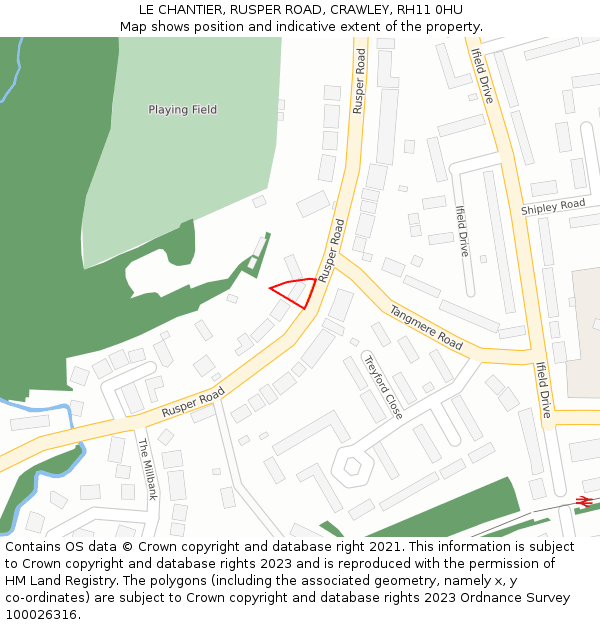 LE CHANTIER, RUSPER ROAD, CRAWLEY, RH11 0HU: Location map and indicative extent of plot