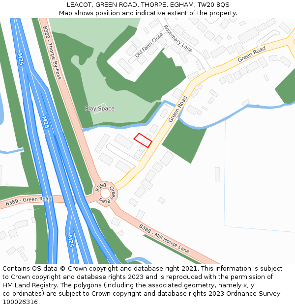 LEACOT, GREEN ROAD, THORPE, EGHAM, TW20 8QS: Location map and indicative extent of plot