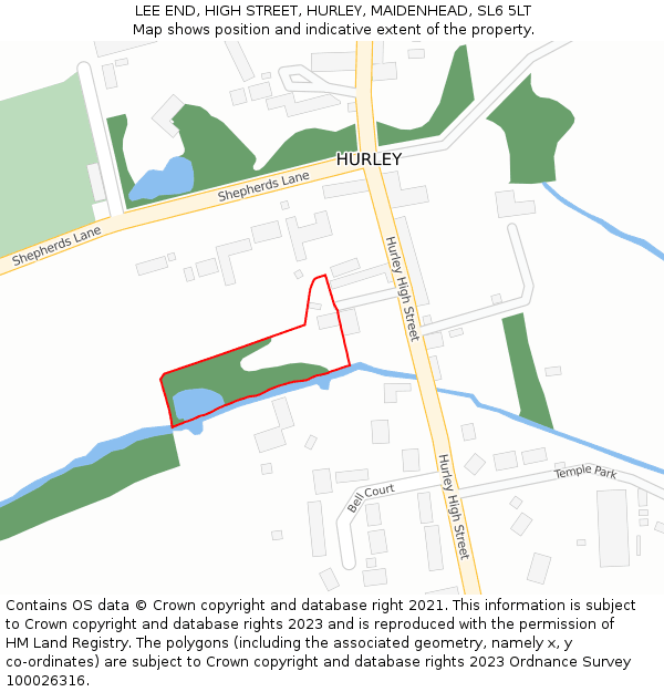 LEE END, HIGH STREET, HURLEY, MAIDENHEAD, SL6 5LT: Location map and indicative extent of plot