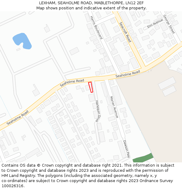 LEXHAM, SEAHOLME ROAD, MABLETHORPE, LN12 2EF: Location map and indicative extent of plot