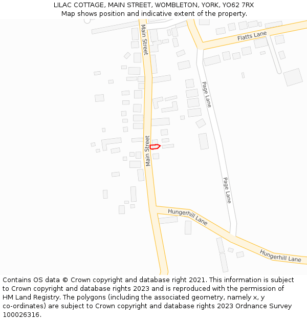 LILAC COTTAGE, MAIN STREET, WOMBLETON, YORK, YO62 7RX: Location map and indicative extent of plot