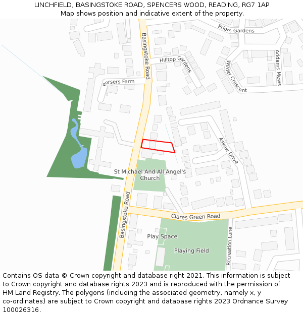 LINCHFIELD, BASINGSTOKE ROAD, SPENCERS WOOD, READING, RG7 1AP: Location map and indicative extent of plot