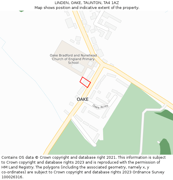 LINDEN, OAKE, TAUNTON, TA4 1AZ: Location map and indicative extent of plot