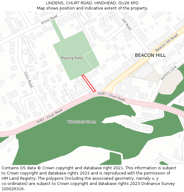 LINDENS, CHURT ROAD, HINDHEAD, GU26 6PD: Location map and indicative extent of plot