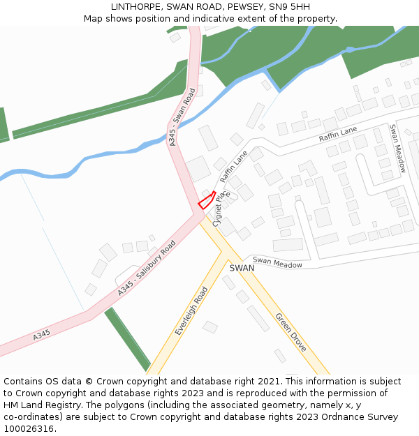 LINTHORPE, SWAN ROAD, PEWSEY, SN9 5HH: Location map and indicative extent of plot