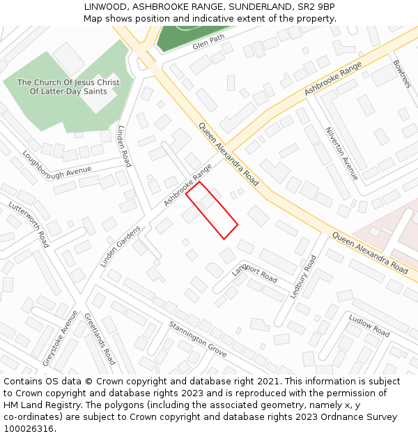 LINWOOD, ASHBROOKE RANGE, SUNDERLAND, SR2 9BP: Location map and indicative extent of plot