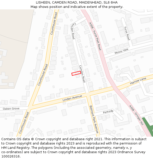 LISHEEN, CAMDEN ROAD, MAIDENHEAD, SL6 6HA: Location map and indicative extent of plot