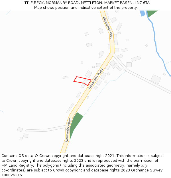 LITTLE BECK, NORMANBY ROAD, NETTLETON, MARKET RASEN, LN7 6TA: Location map and indicative extent of plot