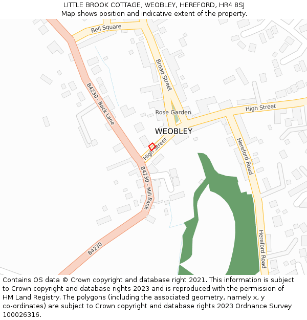 LITTLE BROOK COTTAGE, WEOBLEY, HEREFORD, HR4 8SJ: Location map and indicative extent of plot