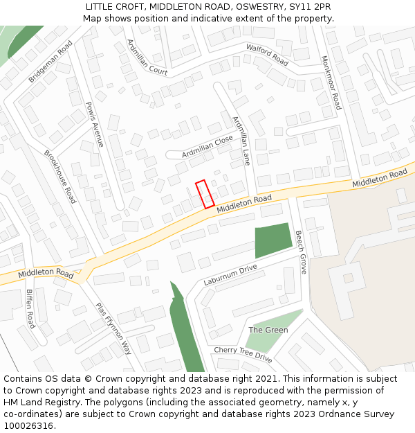 LITTLE CROFT, MIDDLETON ROAD, OSWESTRY, SY11 2PR: Location map and indicative extent of plot