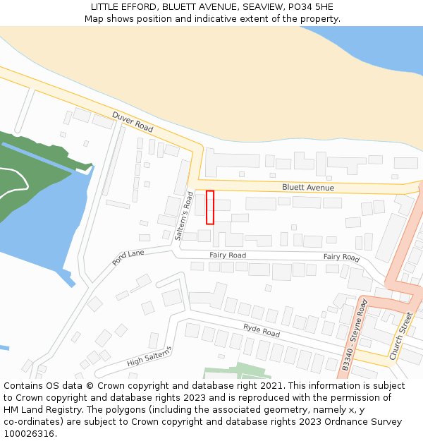 LITTLE EFFORD, BLUETT AVENUE, SEAVIEW, PO34 5HE: Location map and indicative extent of plot