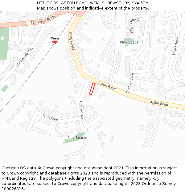 LITTLE FIRS, ASTON ROAD, WEM, SHREWSBURY, SY4 5BA: Location map and indicative extent of plot