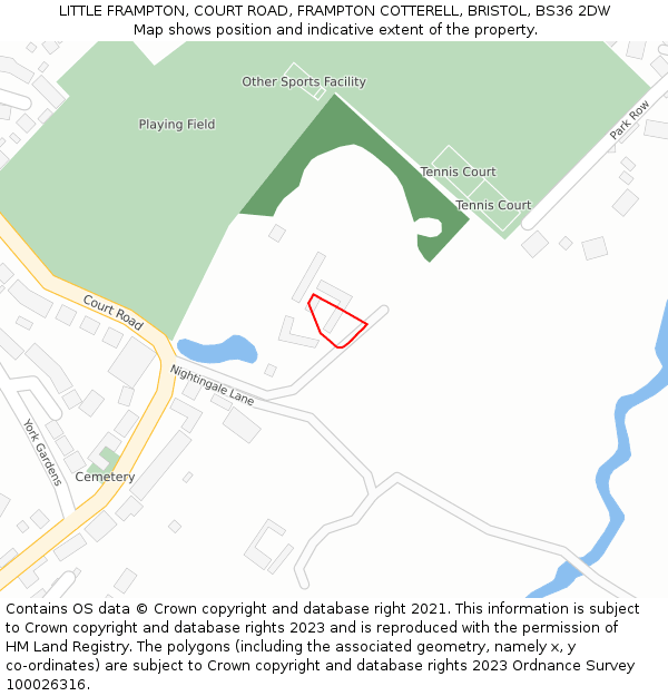 LITTLE FRAMPTON, COURT ROAD, FRAMPTON COTTERELL, BRISTOL, BS36 2DW: Location map and indicative extent of plot