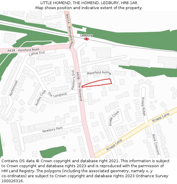 LITTLE HOMEND, THE HOMEND, LEDBURY, HR8 1AR: Location map and indicative extent of plot