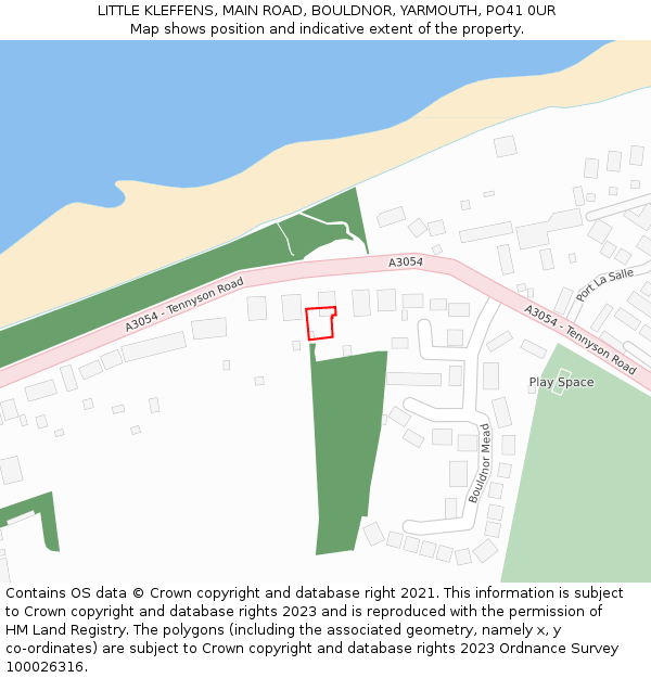 LITTLE KLEFFENS, MAIN ROAD, BOULDNOR, YARMOUTH, PO41 0UR: Location map and indicative extent of plot