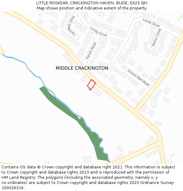 LITTLE ROSKEAR, CRACKINGTON HAVEN, BUDE, EX23 0JH: Location map and indicative extent of plot