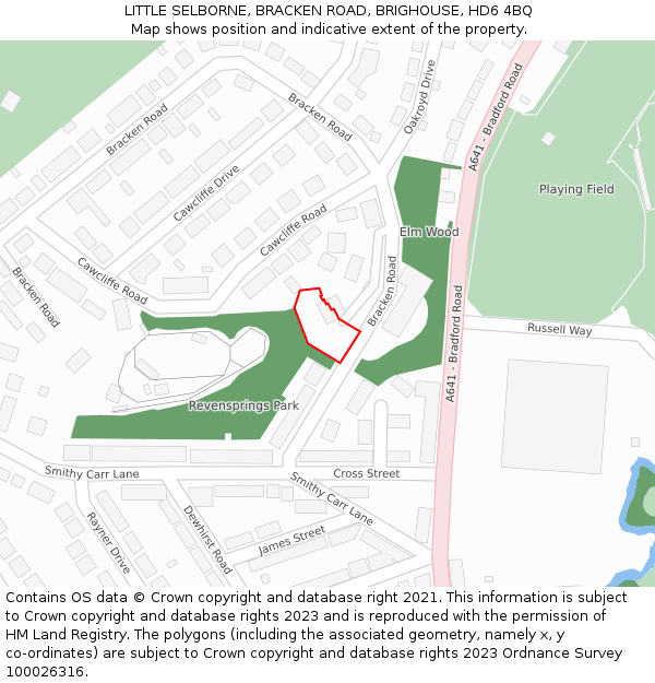 LITTLE SELBORNE, BRACKEN ROAD, BRIGHOUSE, HD6 4BQ: Location map and indicative extent of plot