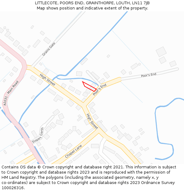 LITTLECOTE, POORS END, GRAINTHORPE, LOUTH, LN11 7JB: Location map and indicative extent of plot