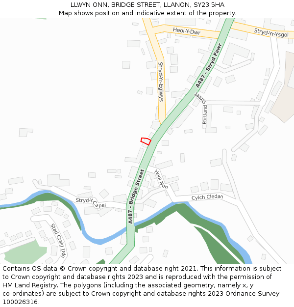 LLWYN ONN, BRIDGE STREET, LLANON, SY23 5HA: Location map and indicative extent of plot