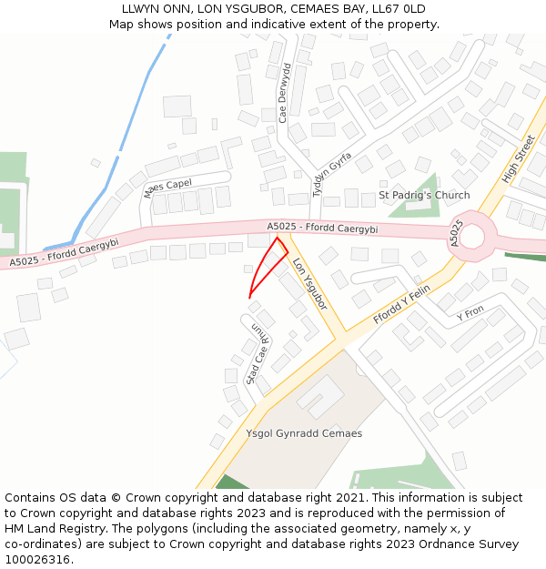 LLWYN ONN, LON YSGUBOR, CEMAES BAY, LL67 0LD: Location map and indicative extent of plot