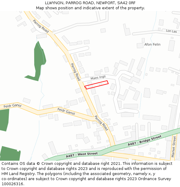 LLWYNON, PARROG ROAD, NEWPORT, SA42 0RF: Location map and indicative extent of plot