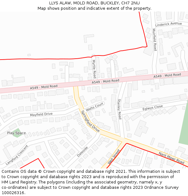 LLYS ALAW, MOLD ROAD, BUCKLEY, CH7 2NU: Location map and indicative extent of plot