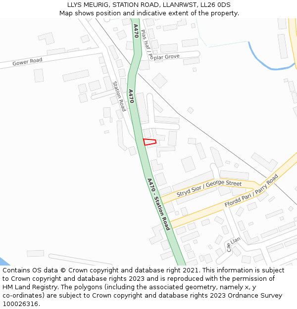 LLYS MEURIG, STATION ROAD, LLANRWST, LL26 0DS: Location map and indicative extent of plot