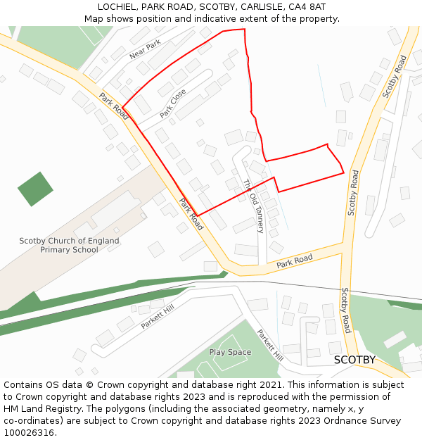 LOCHIEL, PARK ROAD, SCOTBY, CARLISLE, CA4 8AT: Location map and indicative extent of plot