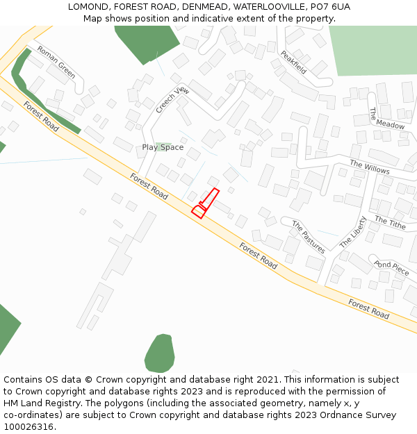 LOMOND, FOREST ROAD, DENMEAD, WATERLOOVILLE, PO7 6UA: Location map and indicative extent of plot