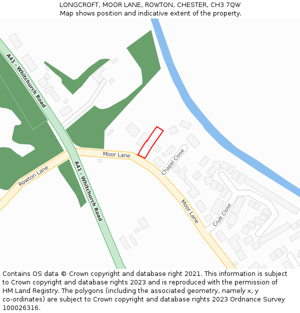LONGCROFT, MOOR LANE, ROWTON, CHESTER, CH3 7QW: Location map and indicative extent of plot