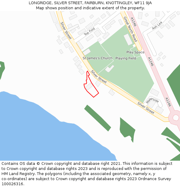 LONGRIDGE, SILVER STREET, FAIRBURN, KNOTTINGLEY, WF11 9JA: Location map and indicative extent of plot