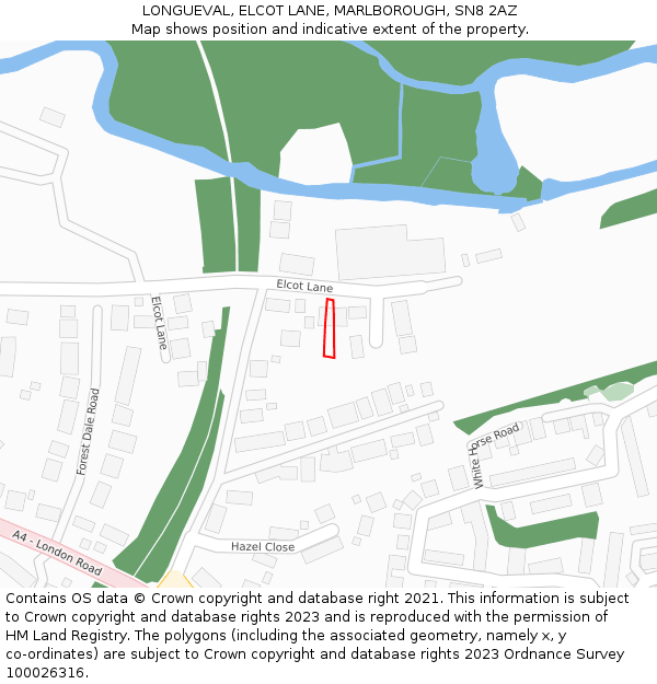 LONGUEVAL, ELCOT LANE, MARLBOROUGH, SN8 2AZ: Location map and indicative extent of plot