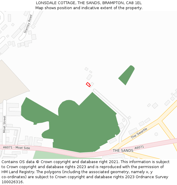 LONSDALE COTTAGE, THE SANDS, BRAMPTON, CA8 1EL: Location map and indicative extent of plot