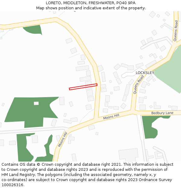 LORETO, MIDDLETON, FRESHWATER, PO40 9PA: Location map and indicative extent of plot