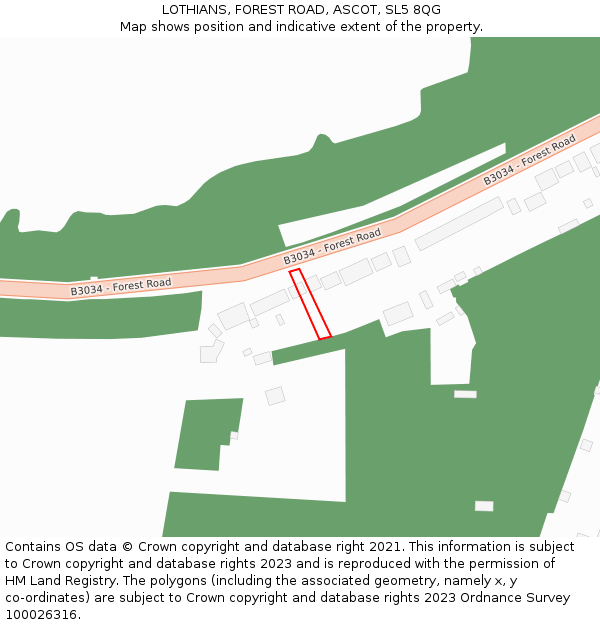 LOTHIANS, FOREST ROAD, ASCOT, SL5 8QG: Location map and indicative extent of plot