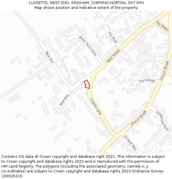 LUCKETTS, WEST END, KINGHAM, CHIPPING NORTON, OX7 6YH: Location map and indicative extent of plot
