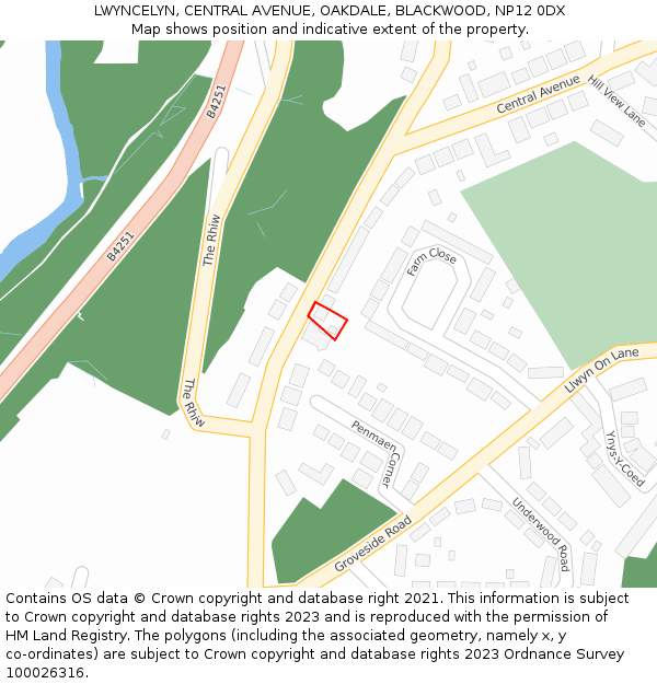 LWYNCELYN, CENTRAL AVENUE, OAKDALE, BLACKWOOD, NP12 0DX: Location map and indicative extent of plot