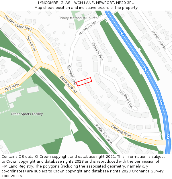 LYNCOMBE, GLASLLWCH LANE, NEWPORT, NP20 3PU: Location map and indicative extent of plot