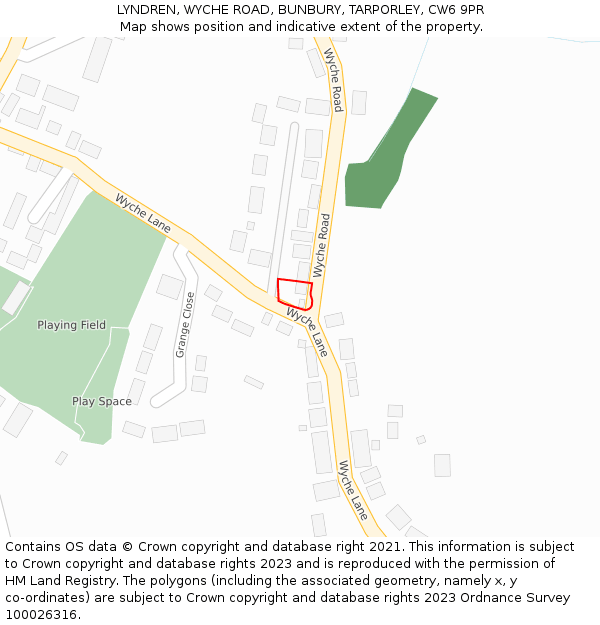 LYNDREN, WYCHE ROAD, BUNBURY, TARPORLEY, CW6 9PR: Location map and indicative extent of plot