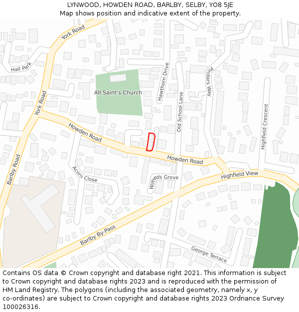 LYNWOOD, HOWDEN ROAD, BARLBY, SELBY, YO8 5JE: Location map and indicative extent of plot