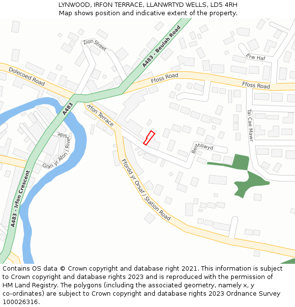 LYNWOOD, IRFON TERRACE, LLANWRTYD WELLS, LD5 4RH: Location map and indicative extent of plot