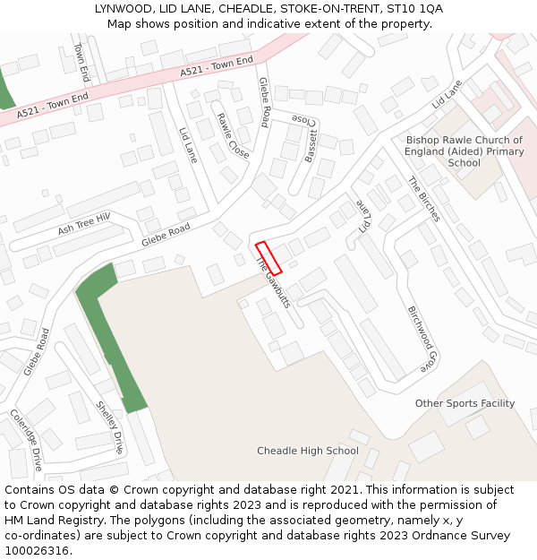LYNWOOD, LID LANE, CHEADLE, STOKE-ON-TRENT, ST10 1QA: Location map and indicative extent of plot