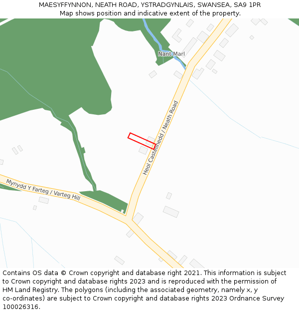 MAESYFFYNNON, NEATH ROAD, YSTRADGYNLAIS, SWANSEA, SA9 1PR: Location map and indicative extent of plot