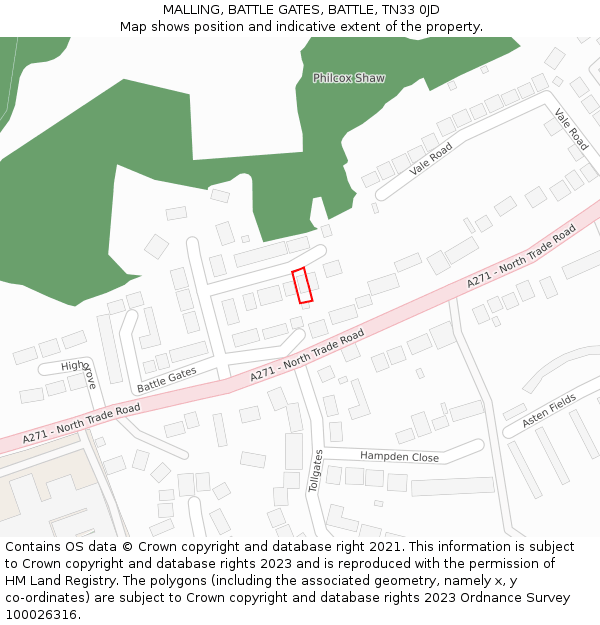 MALLING, BATTLE GATES, BATTLE, TN33 0JD: Location map and indicative extent of plot