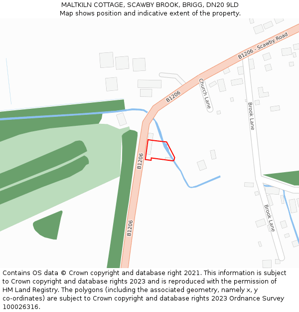 MALTKILN COTTAGE, SCAWBY BROOK, BRIGG, DN20 9LD: Location map and indicative extent of plot