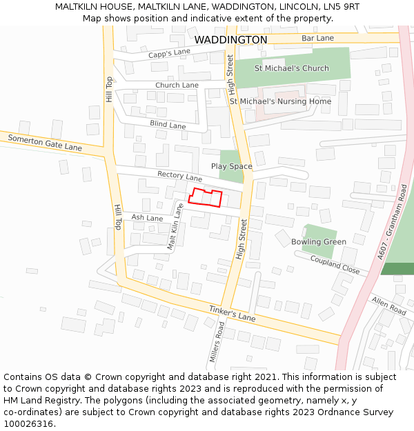 MALTKILN HOUSE, MALTKILN LANE, WADDINGTON, LINCOLN, LN5 9RT: Location map and indicative extent of plot