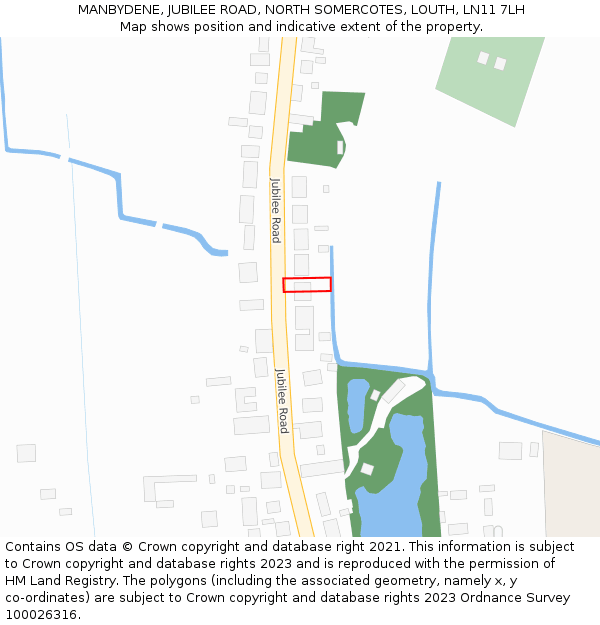 MANBYDENE, JUBILEE ROAD, NORTH SOMERCOTES, LOUTH, LN11 7LH: Location map and indicative extent of plot