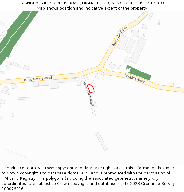 MANDRA, MILES GREEN ROAD, BIGNALL END, STOKE-ON-TRENT, ST7 8LQ: Location map and indicative extent of plot